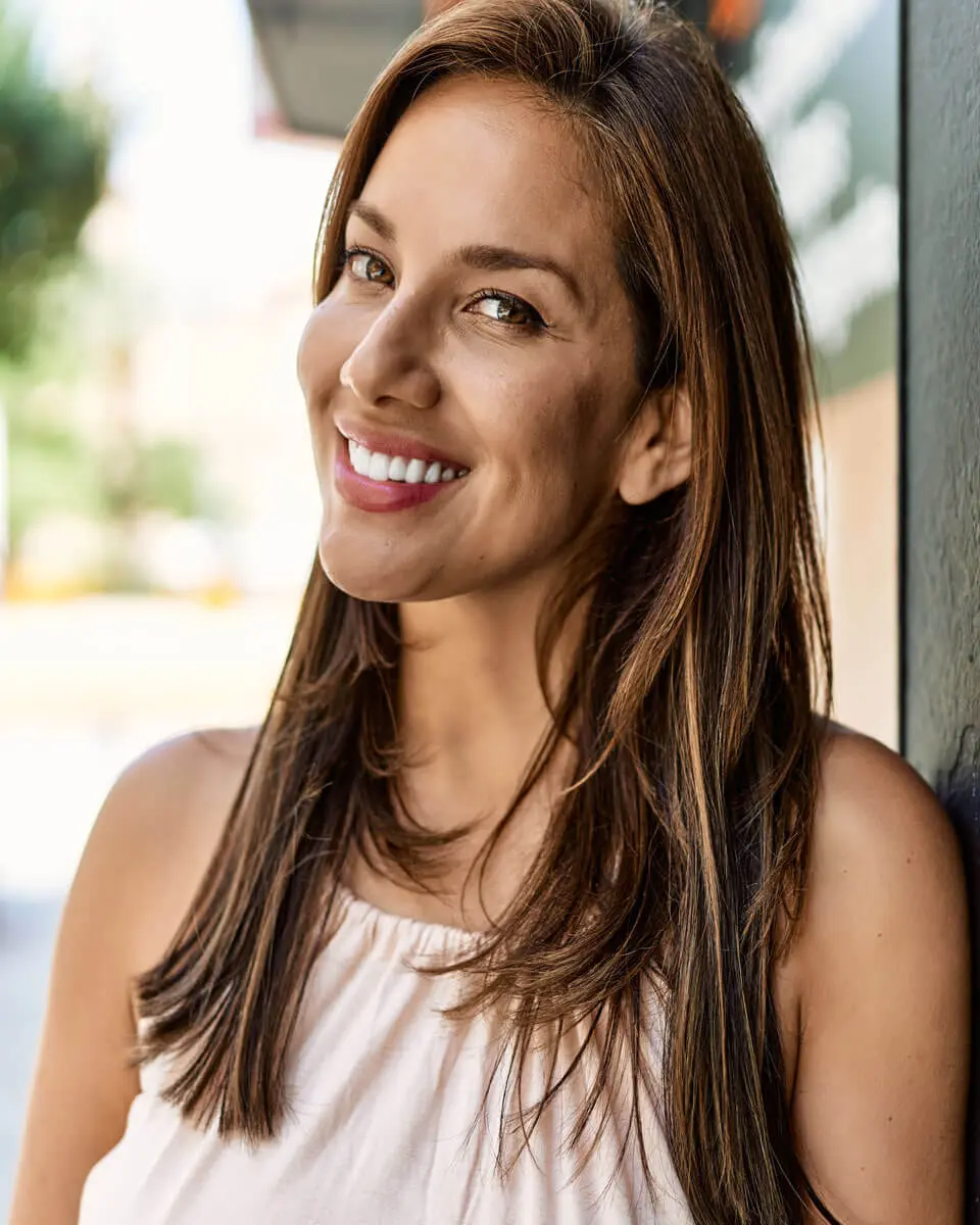 Beautiful brunette woman smiling