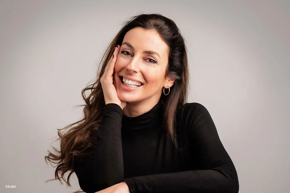 Mature woman in a black shirt