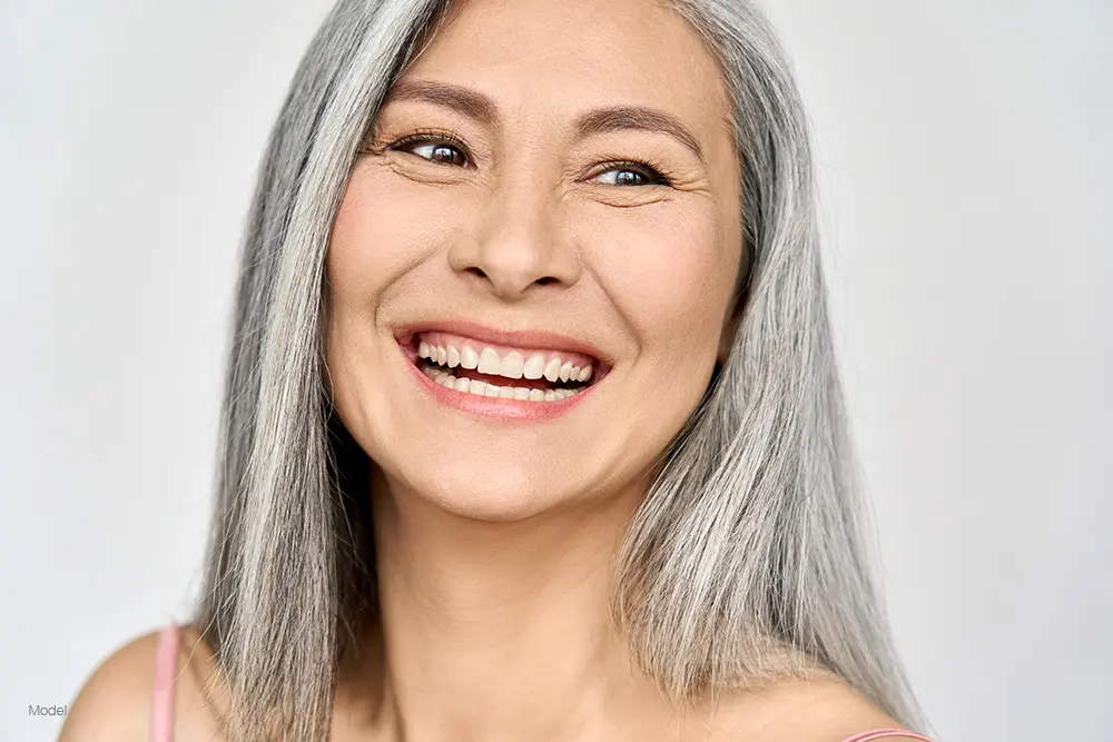 Beautiful mature woman with gray hair