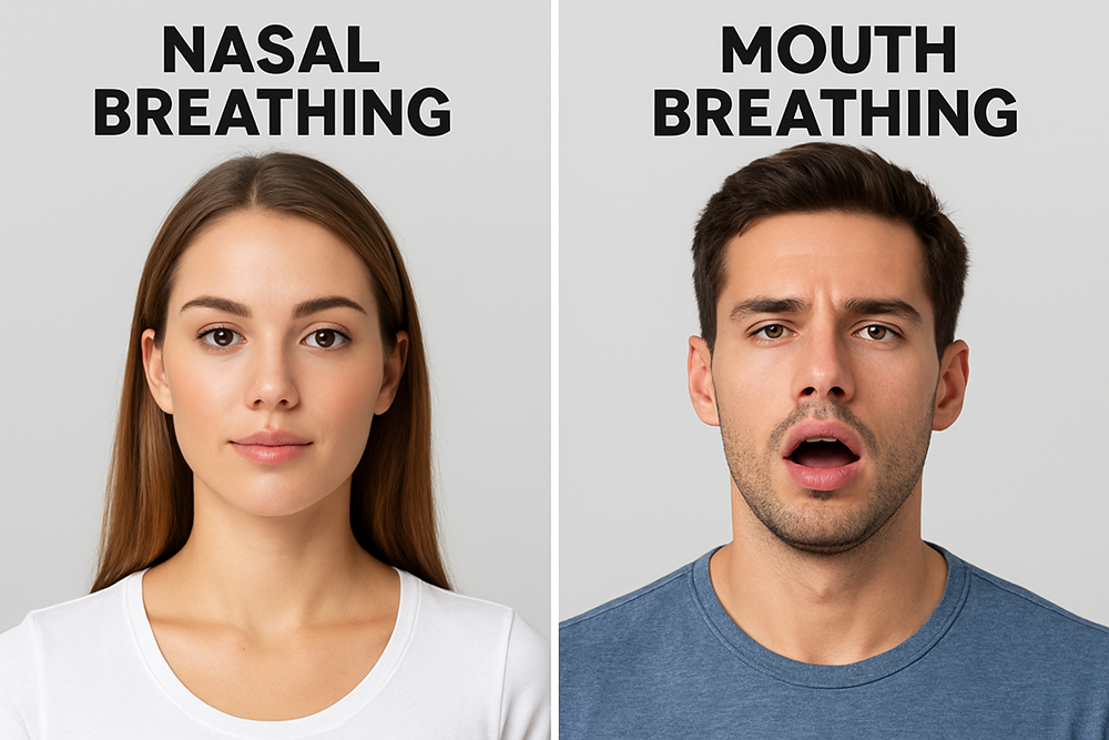 An example of nose and mouth breathing